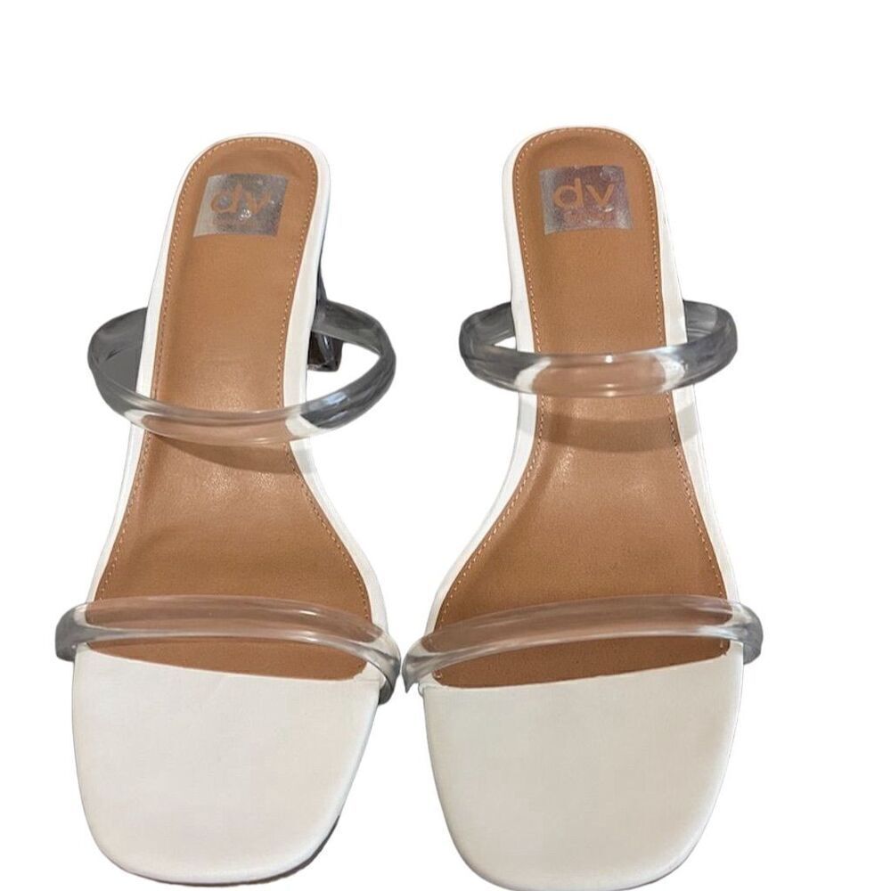 Dolce Vita Women's White Strappy Block Heel Sandals Open Toe Buckle Size 11